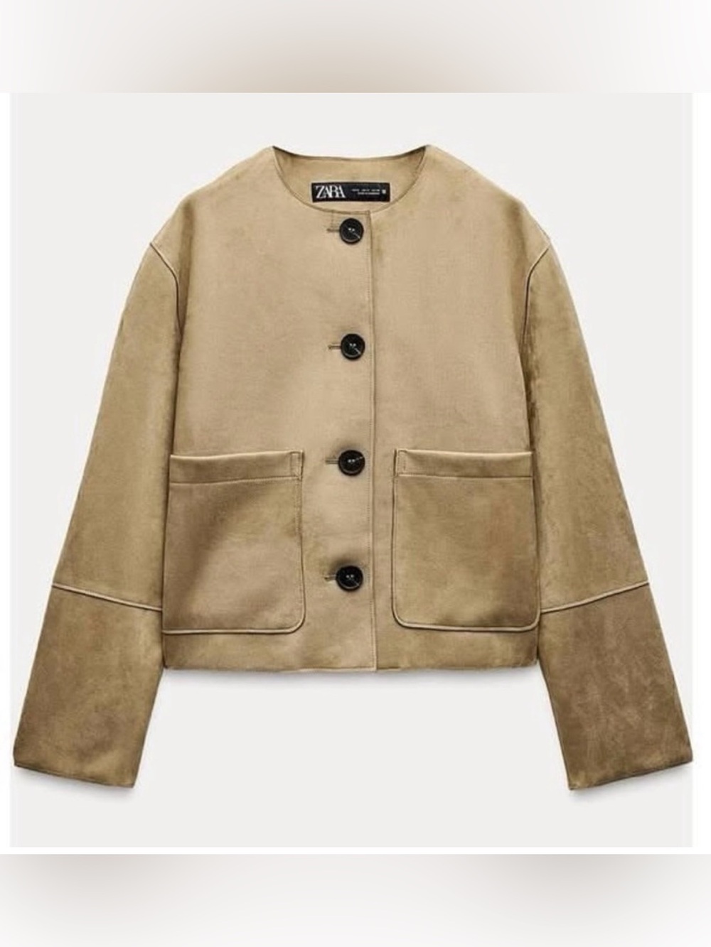 Zara Faux Suede Jacket, Taupe Brown, XS